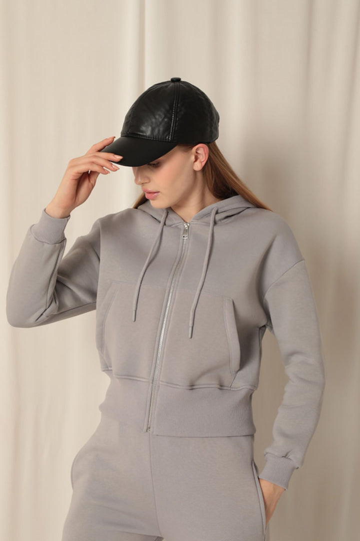 KKT Zippered Hooded Short Dark Grey Sweat - Colombes