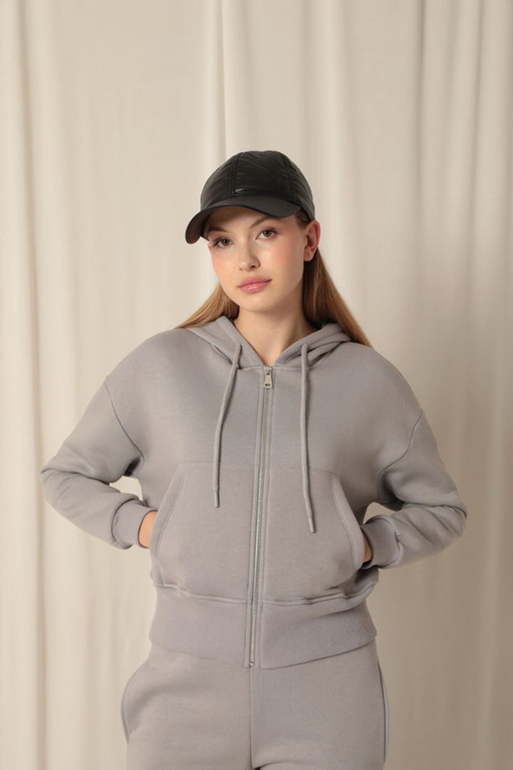 KKT Zippered Hooded Short Dark Grey Sweat - Colombes