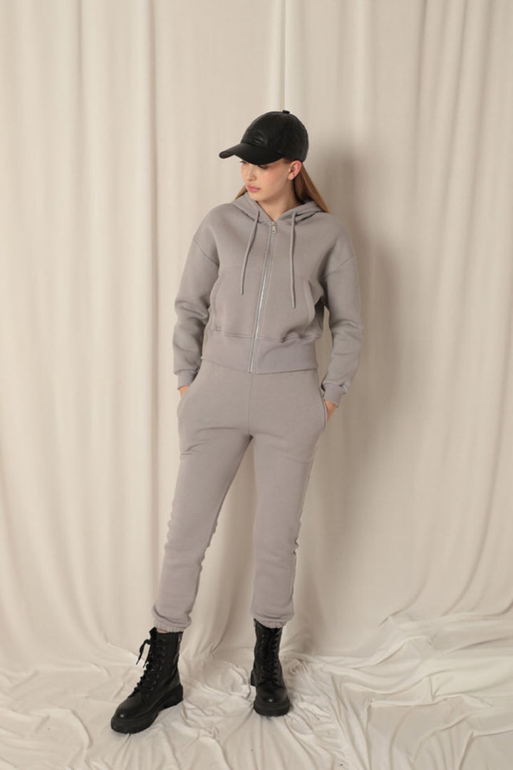 KKT Zippered Hooded Short Dark Grey Sweat - Colombes