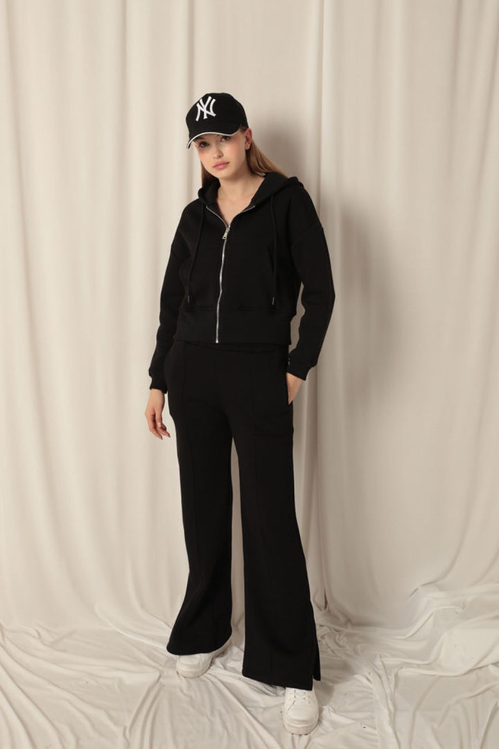 KKT Three Thread Zipper Hooded Short Black Sweat - Beveren