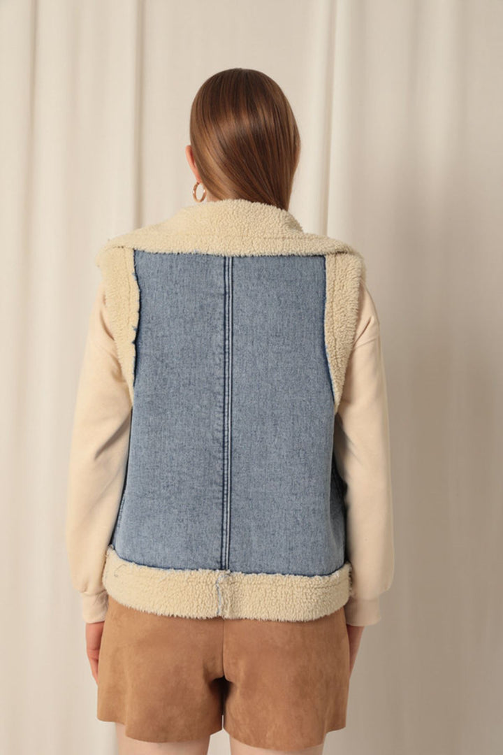 KKT Denim Fabric Women's Blue Jeans Vest - Minatitlán