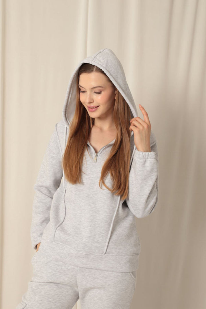 KKT Triple-Thread Zippered Women's Light Gray Sweat - High Point