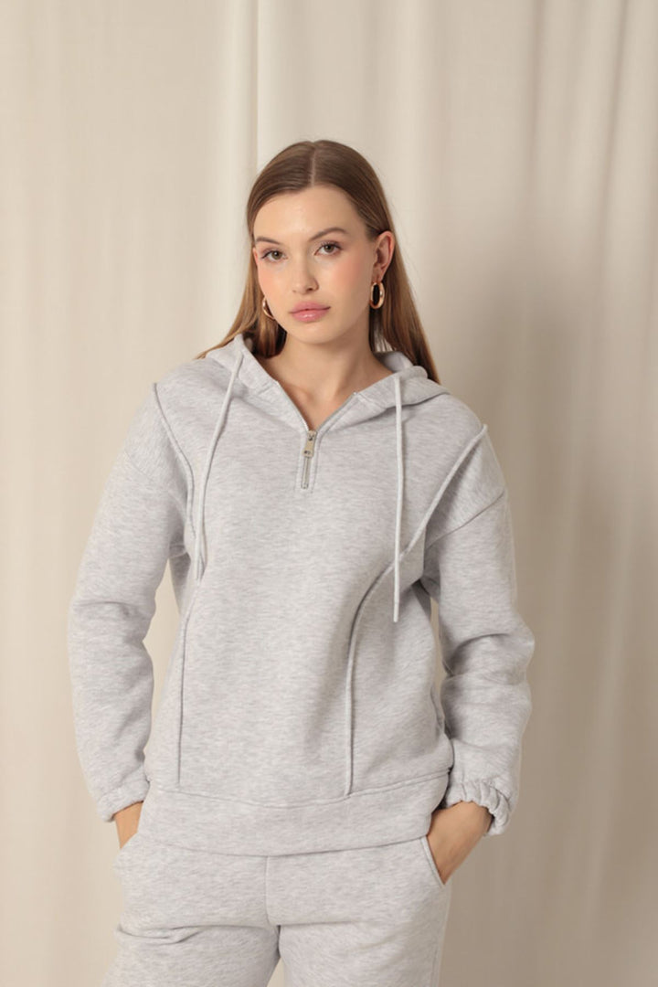 KKT Triple-Thread Zippered Women's Light Gray Sweat - High Point