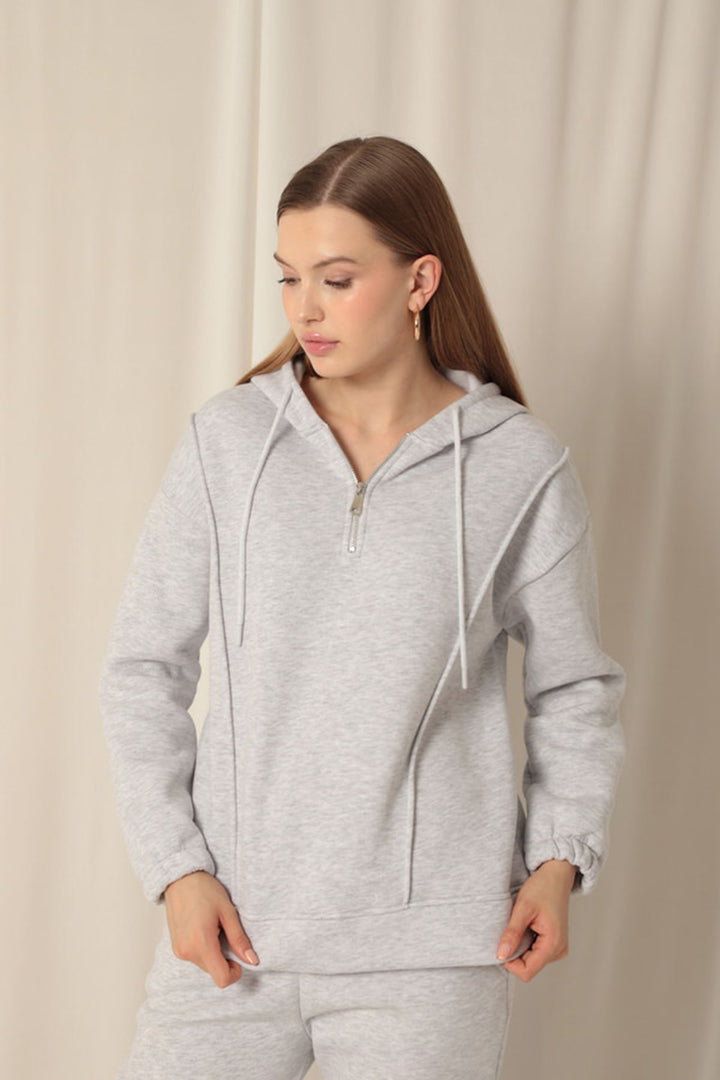 KKT Triple-Thread Zippered Women's Light Gray Sweat - High Point
