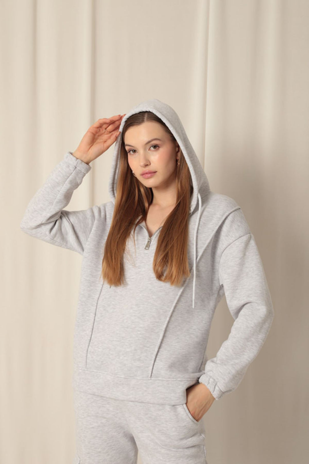 KKT Triple-Thread Zippered Women's Light Gray Sweat - High Point