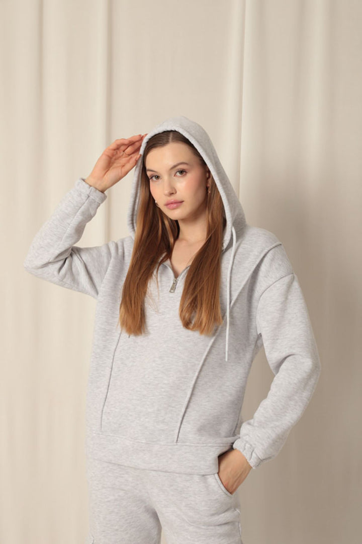 KKT Triple-Thread Zippered Women's Light Gray Sweat - High Point