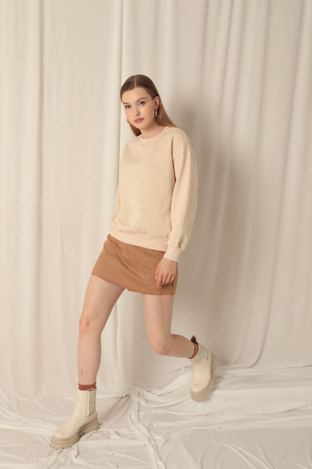 KKT Three Thread Fabric Basic Women's Stone Sweat - Tours