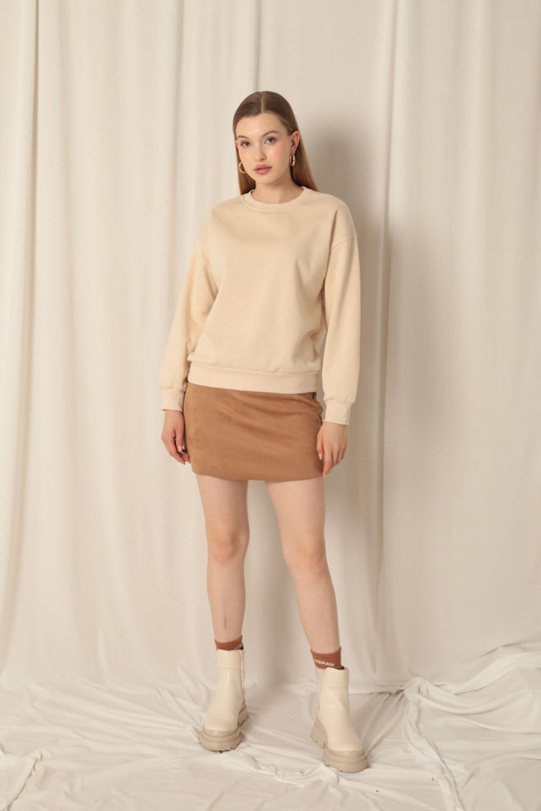KKT Three Thread Fabric Basic Women's Stone Sweat - Tours