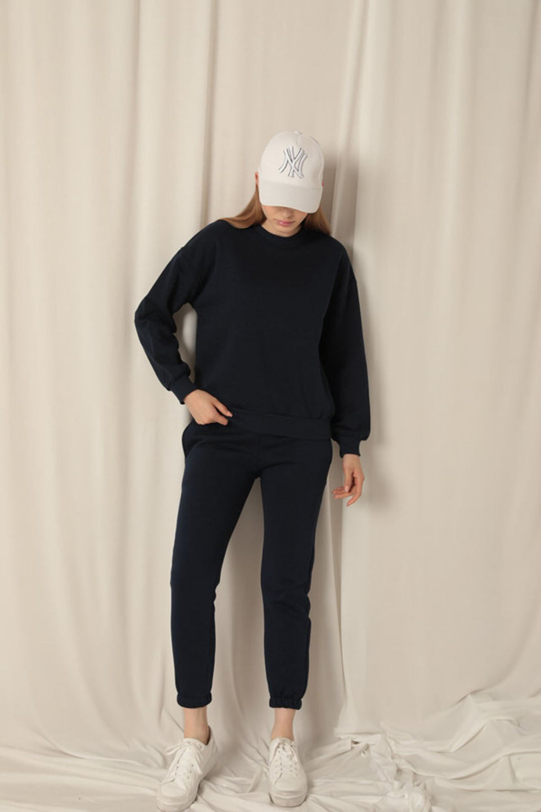 KKT Three Thread Fabric Basic Women's Navy Blue Sweat - Bron