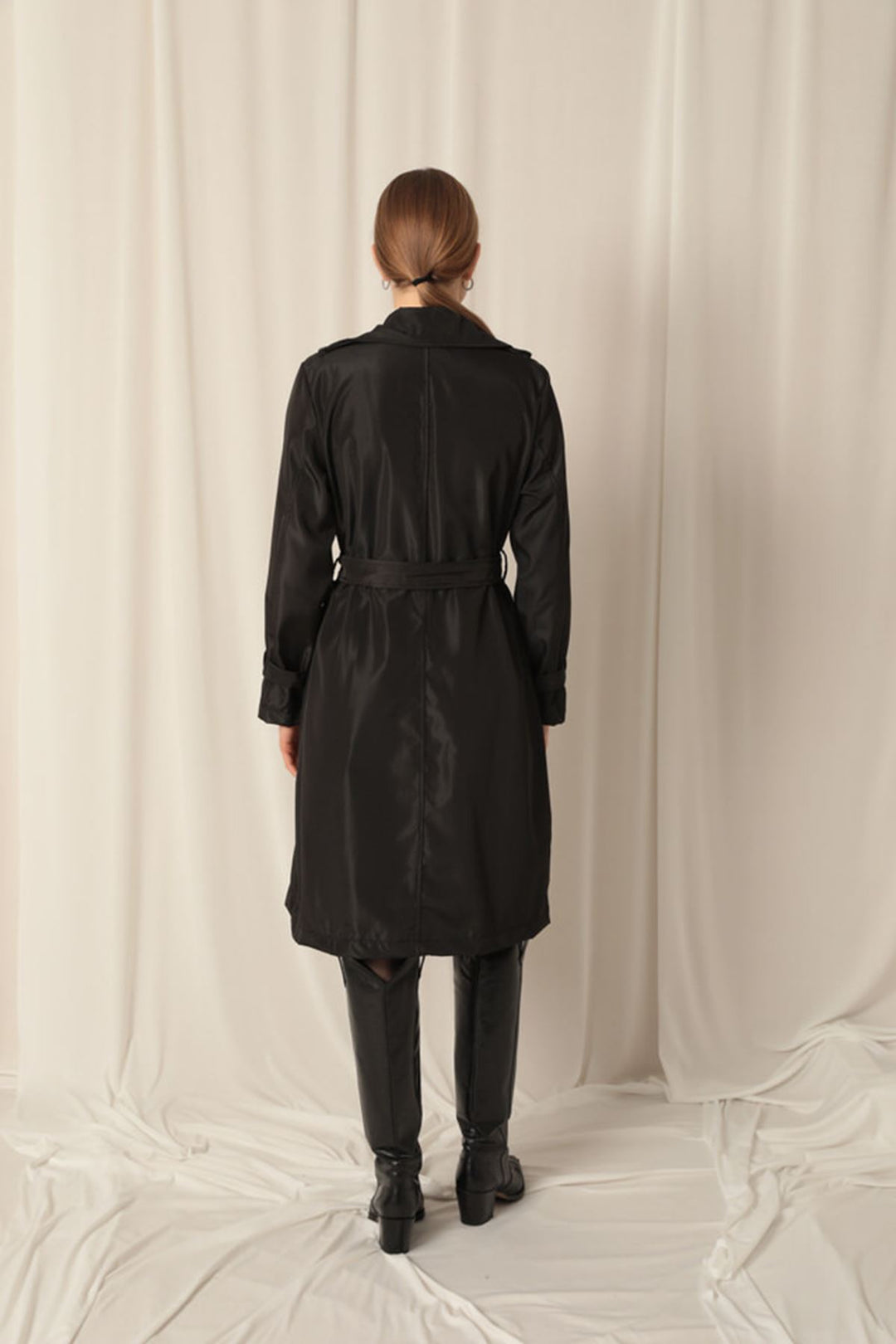 KKT Waterproof Fabric Women's Black Trench Coat - Pinsk