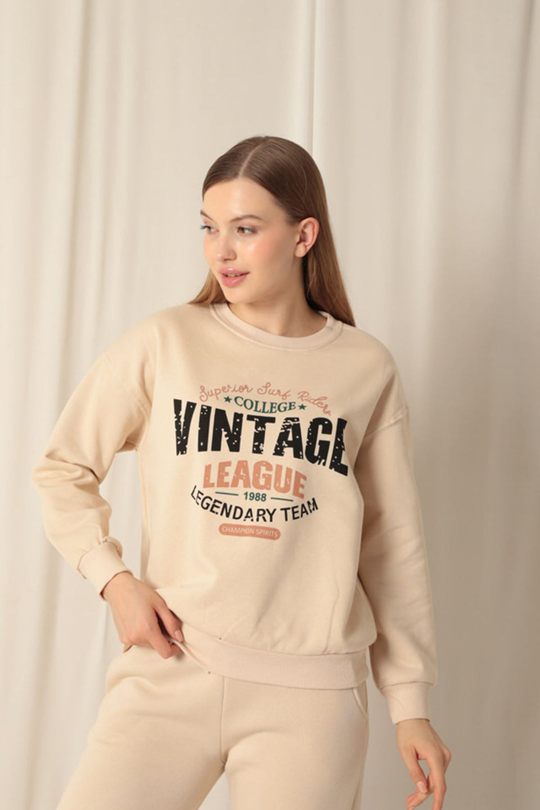 KKT Three Thread Fabric Women's Beige Sweat - Plainfield