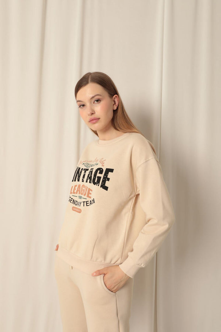 KKT Three Thread Fabric Women's Beige Sweat - Plainfield