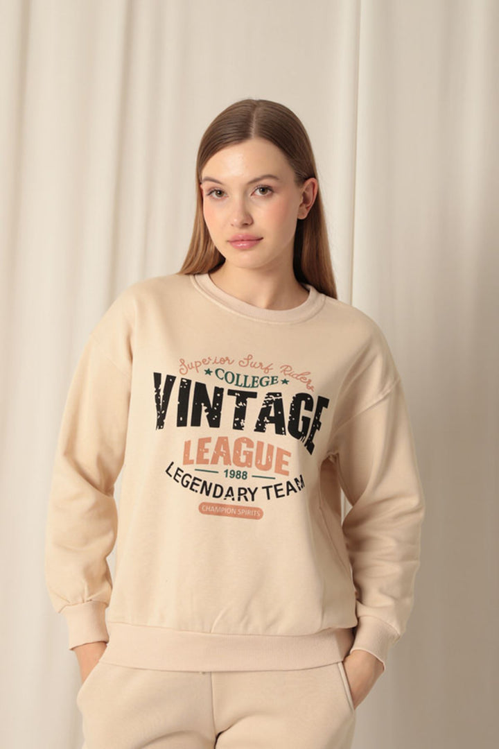KKT Three Thread Fabric Women's Beige Sweat - Plainfield