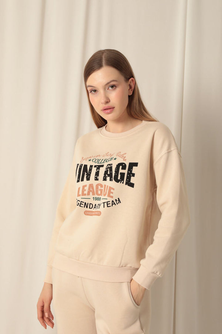 KKT Three Thread Fabric Women's Beige Sweat - Plainfield