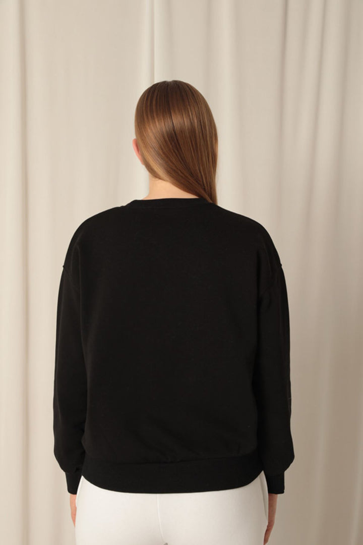KKT Three Thread Fabric Printed Women's Black Sweat - Civitavecchia