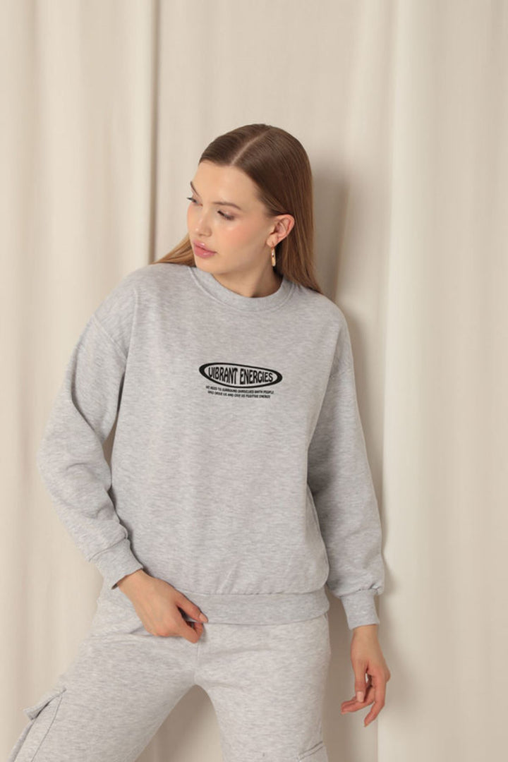 KKT Three Thread Fabric Printed Women's Gray Sweat - Neu-Ulm