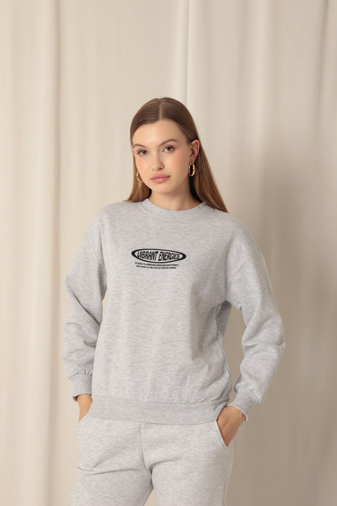 KKT Three Thread Fabric Printed Women's Gray Sweat - Neu-Ulm