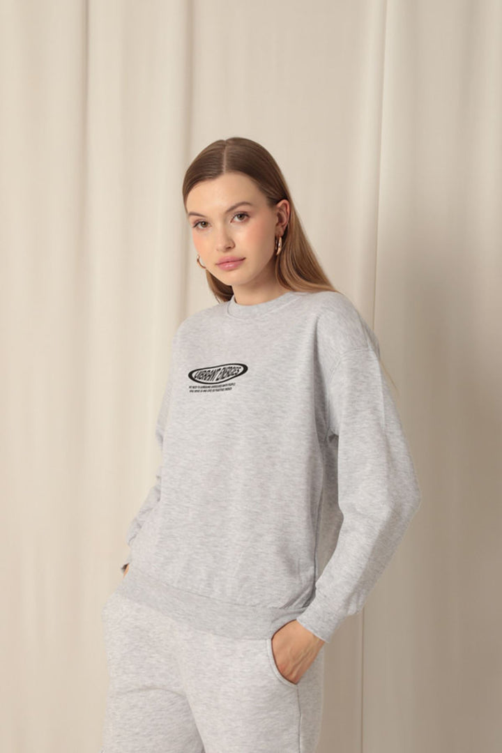KKT Three Thread Fabric Printed Women's Gray Sweat - Neu-Ulm