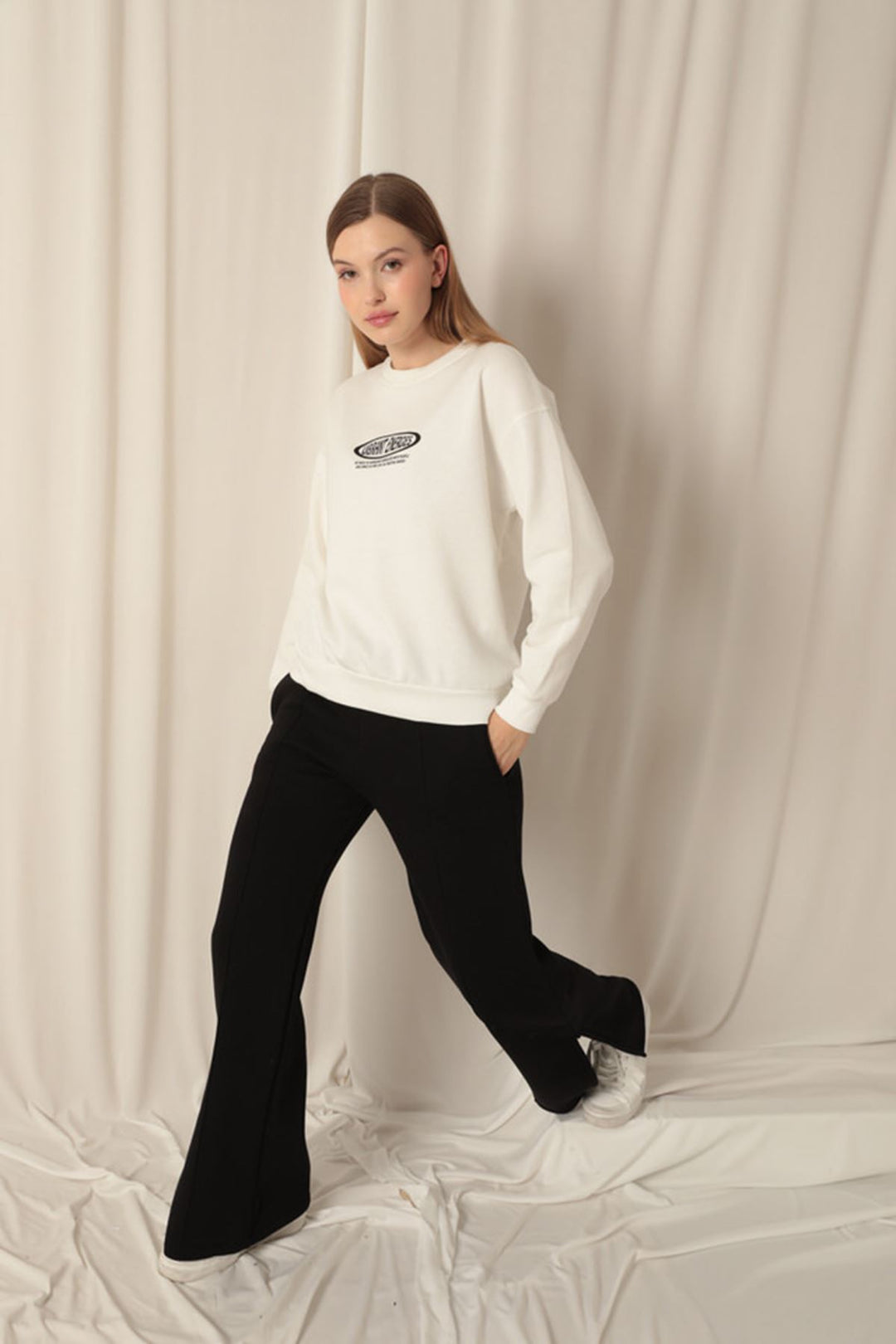 KKT Three Thread Fabric Printed Women's Ecru Sweat - Sayreville