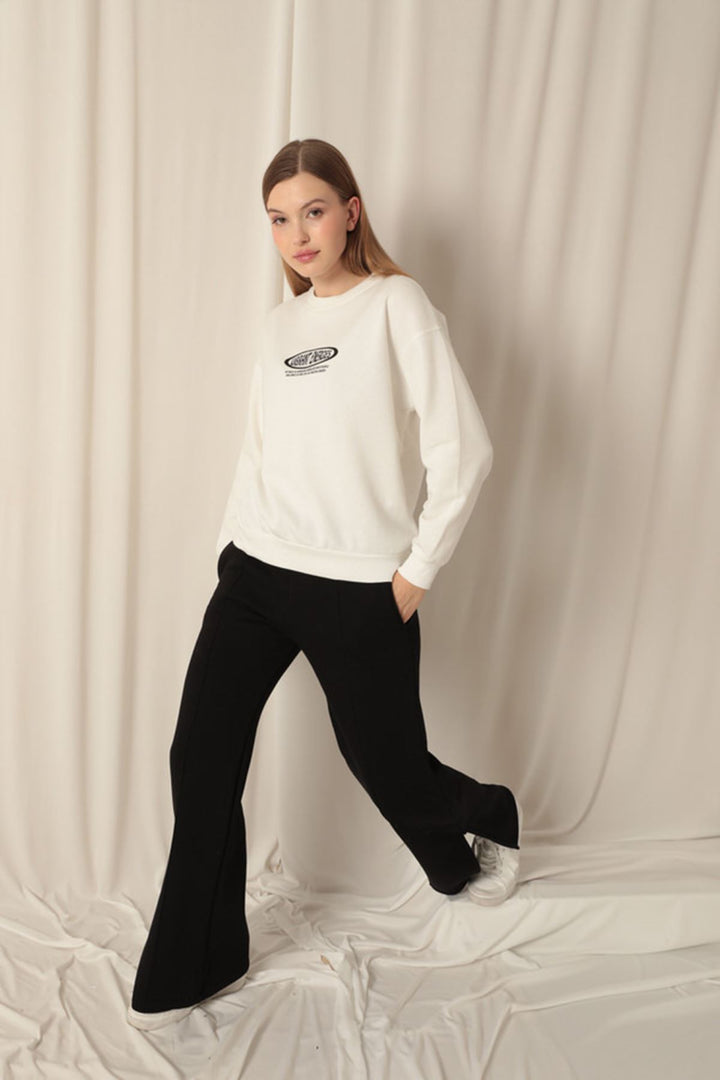 KKT Three Thread Fabric Printed Women's Ecru Sweat - Sayreville