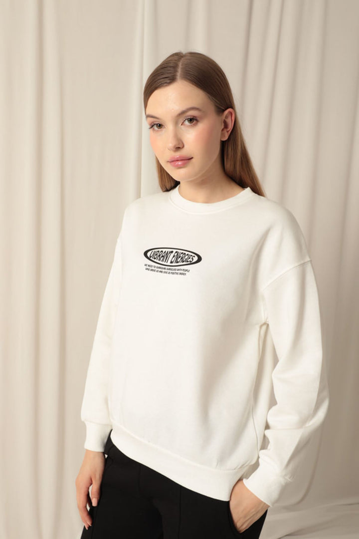 KKT Three Thread Fabric Printed Women's Ecru Sweat - Sayreville
