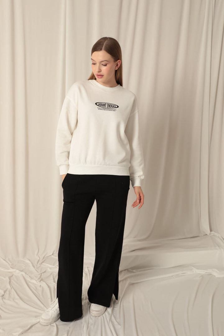 KKT Three Thread Fabric Printed Women's Ecru Sweat - Sayreville