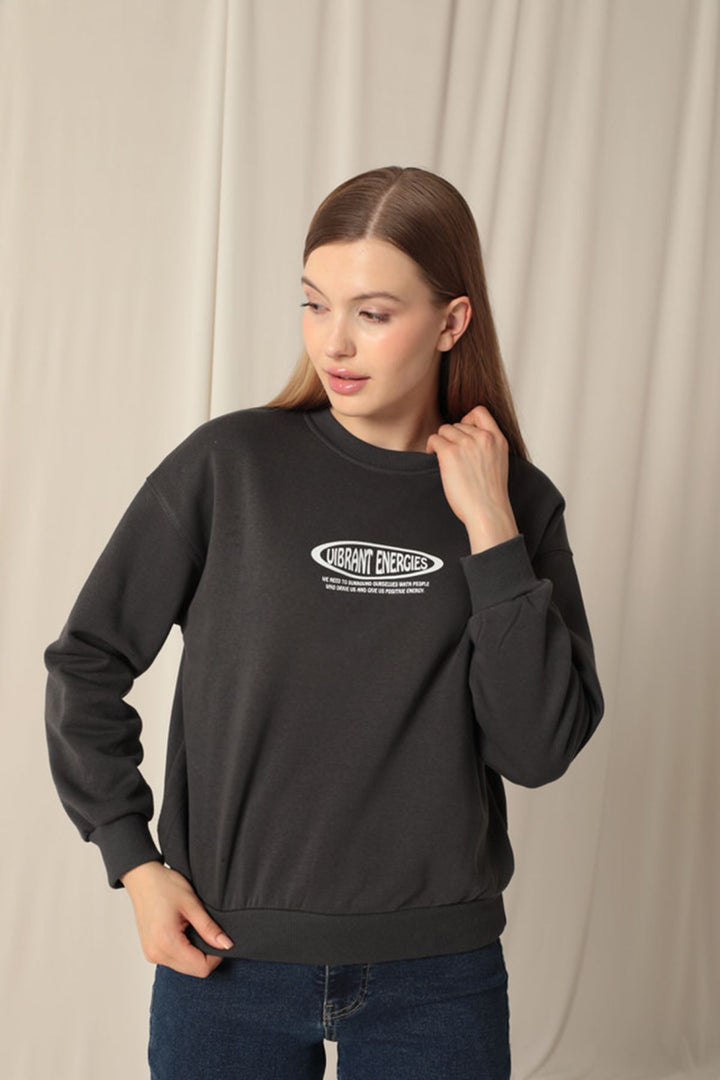 KKT Three Thread Fabric Printed Women's Anthracite Sweat - Petatlán