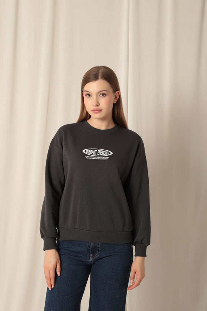 KKT Three Thread Fabric Printed Women's Anthracite Sweat - Petatlán