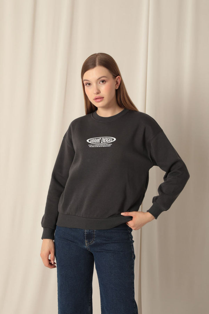 KKT Three Thread Fabric Printed Women's Anthracite Sweat - Petatlán
