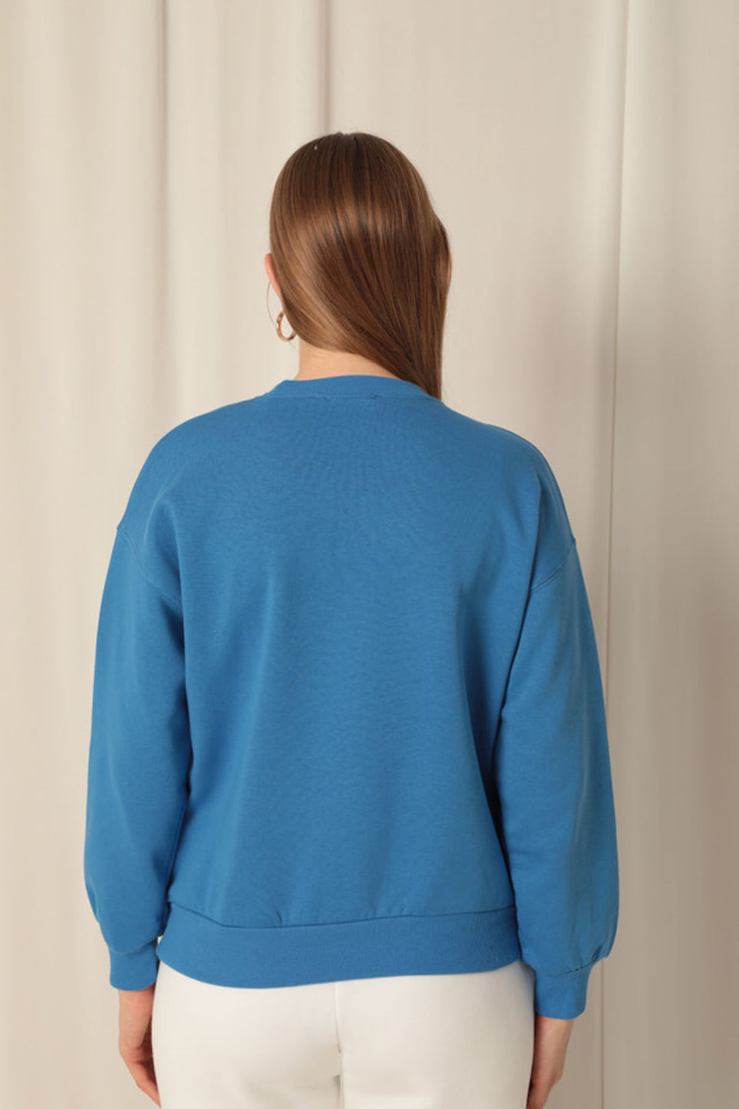 KKT Three Thread Fabric Printed Women's Blue Sweat - Ílion