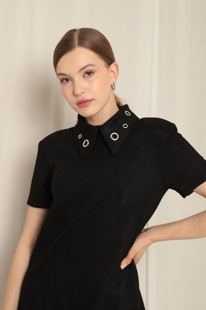 KKT Suede Fabric Black Dress - Chimalhuacán