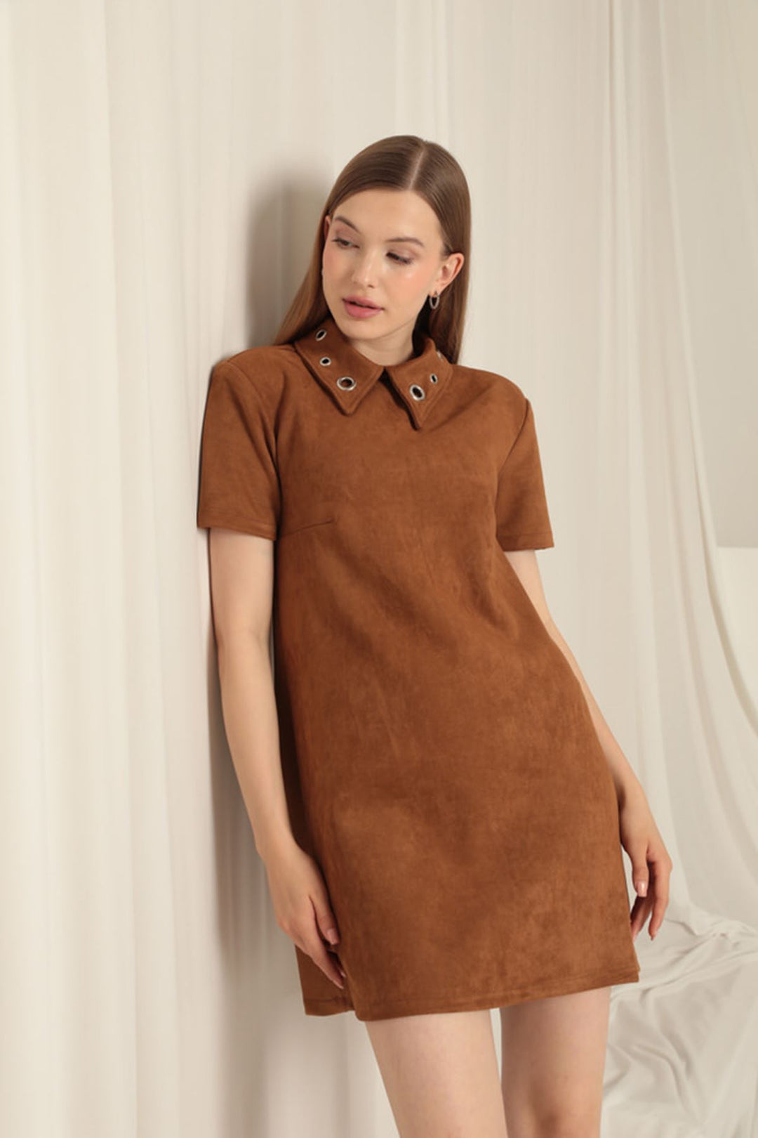 KKT Suede Fabric Tan Dress - Le Blanc-Mesnil