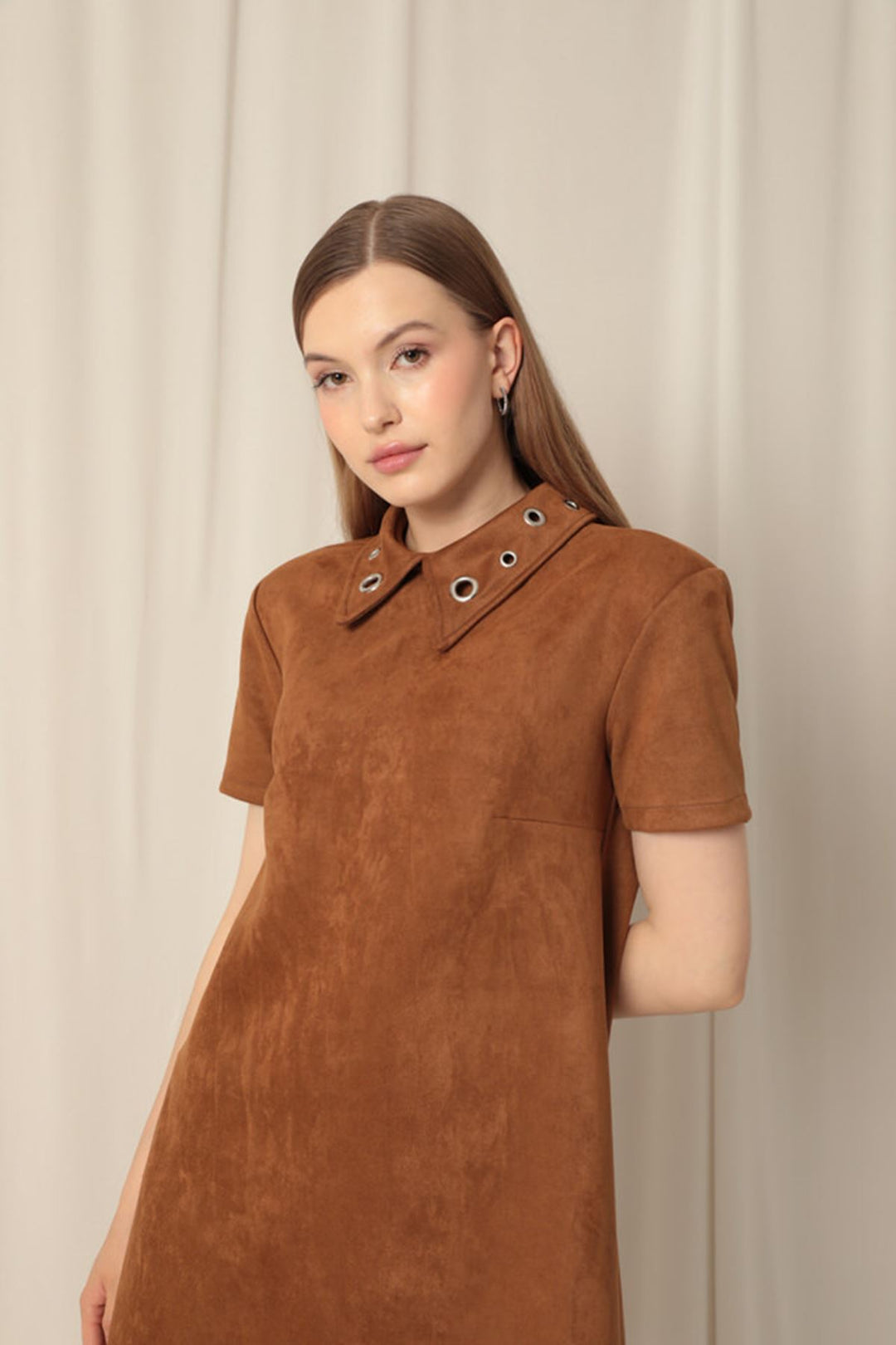KKT Suede Fabric Tan Dress - Le Blanc-Mesnil