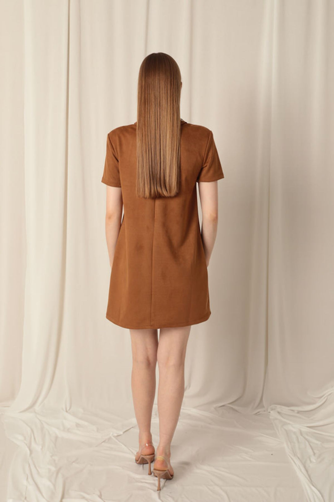 KKT Suede Fabric Tan Dress - Le Blanc-Mesnil