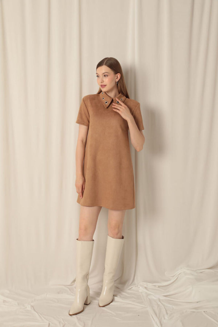 KKT Suede Fabric Beige Dress - Randallstown