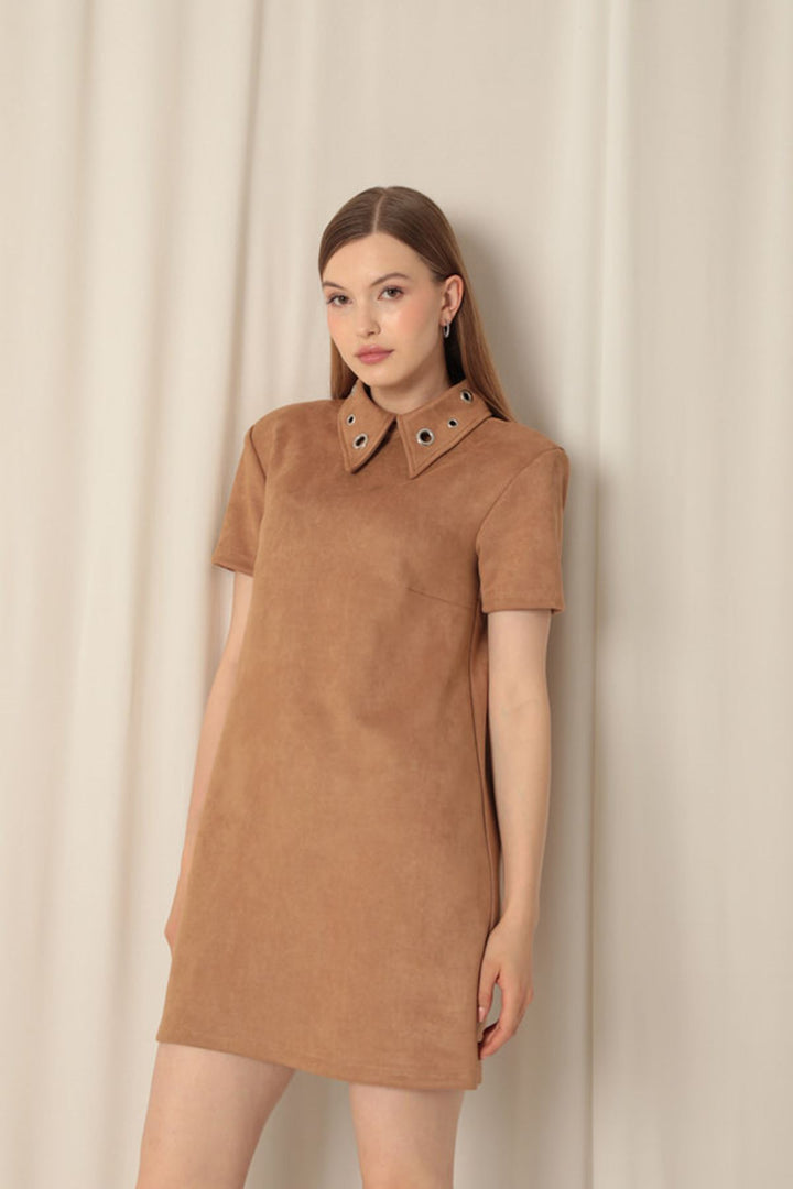 KKT Suede Fabric Beige Dress - Randallstown