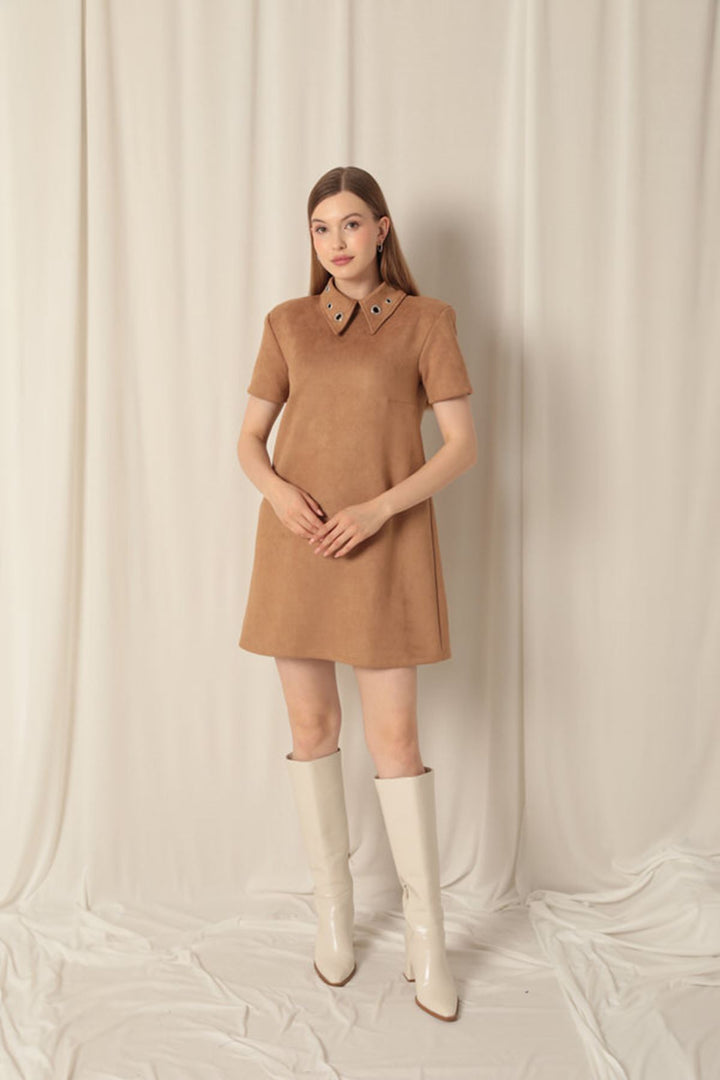 KKT Suede Fabric Beige Dress - Randallstown