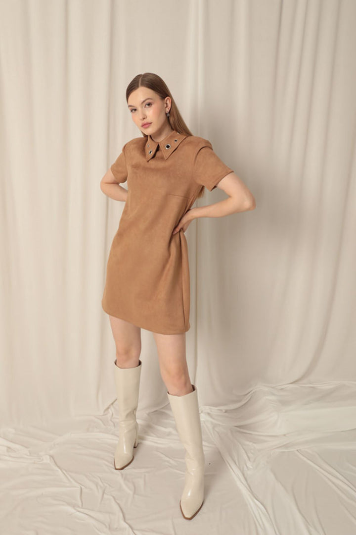KKT Suede Fabric Beige Dress - Randallstown