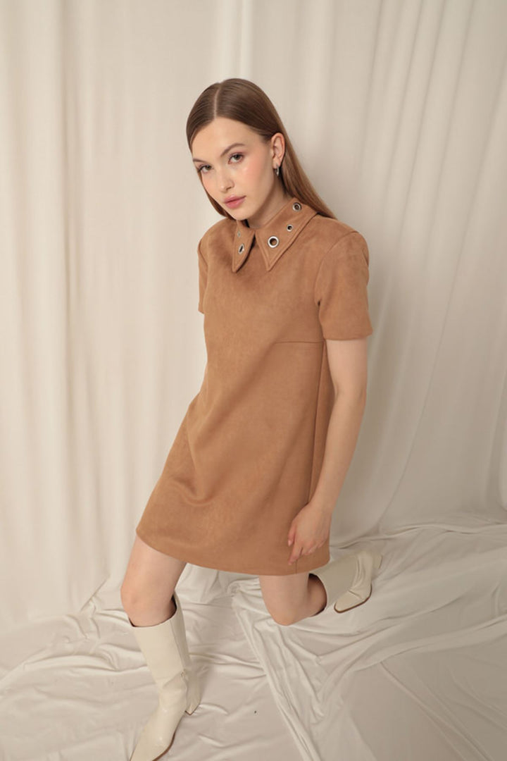 KKT Suede Fabric Beige Dress - Randallstown
