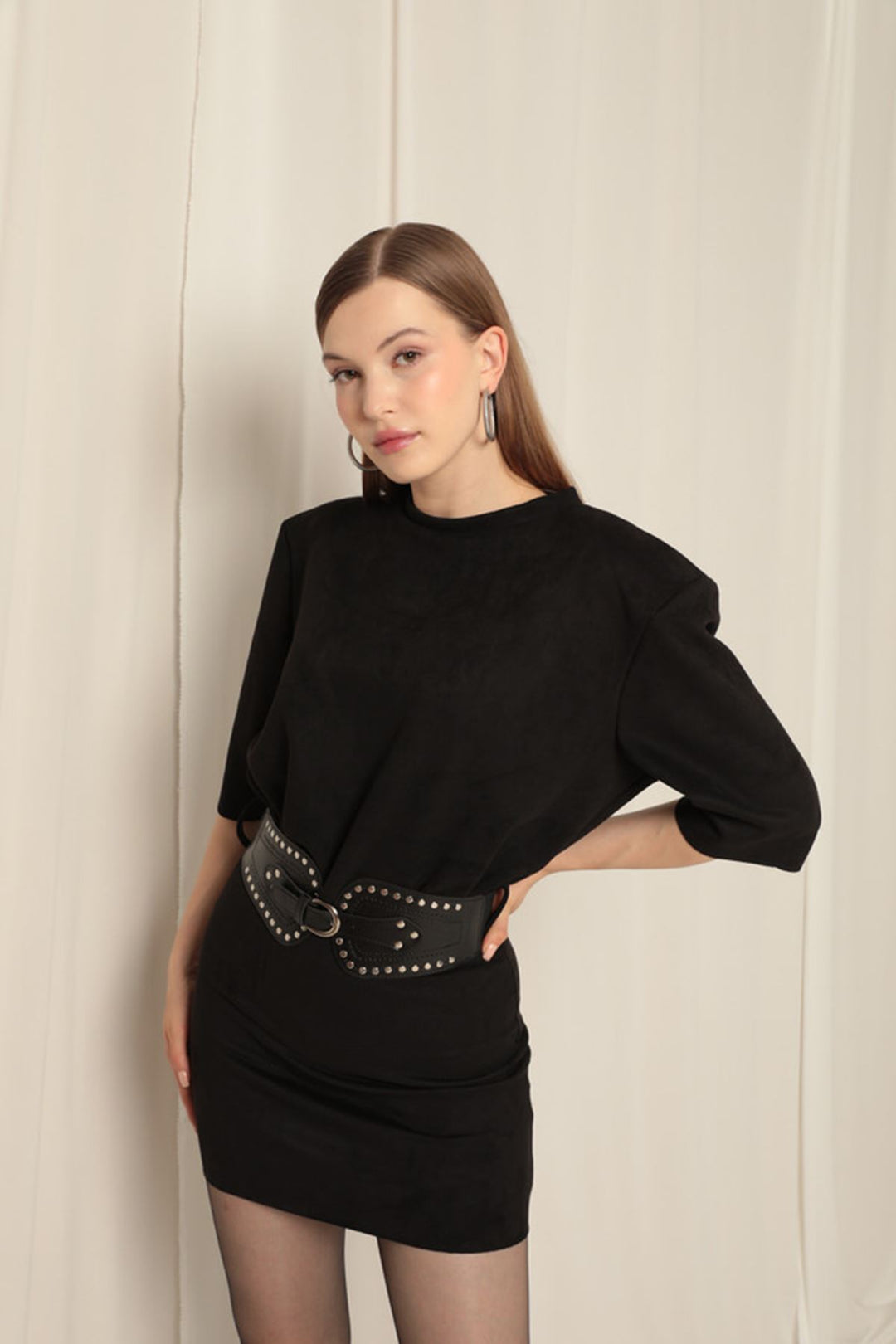 KKT Black Dress with Suede Fabric Belt - Lausanne