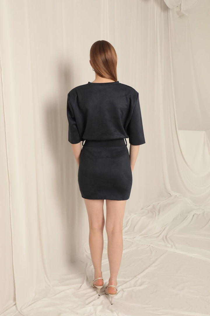 KKT Navy Blue Dress with Suede Fabric Belt - Alcalá de Guadaira