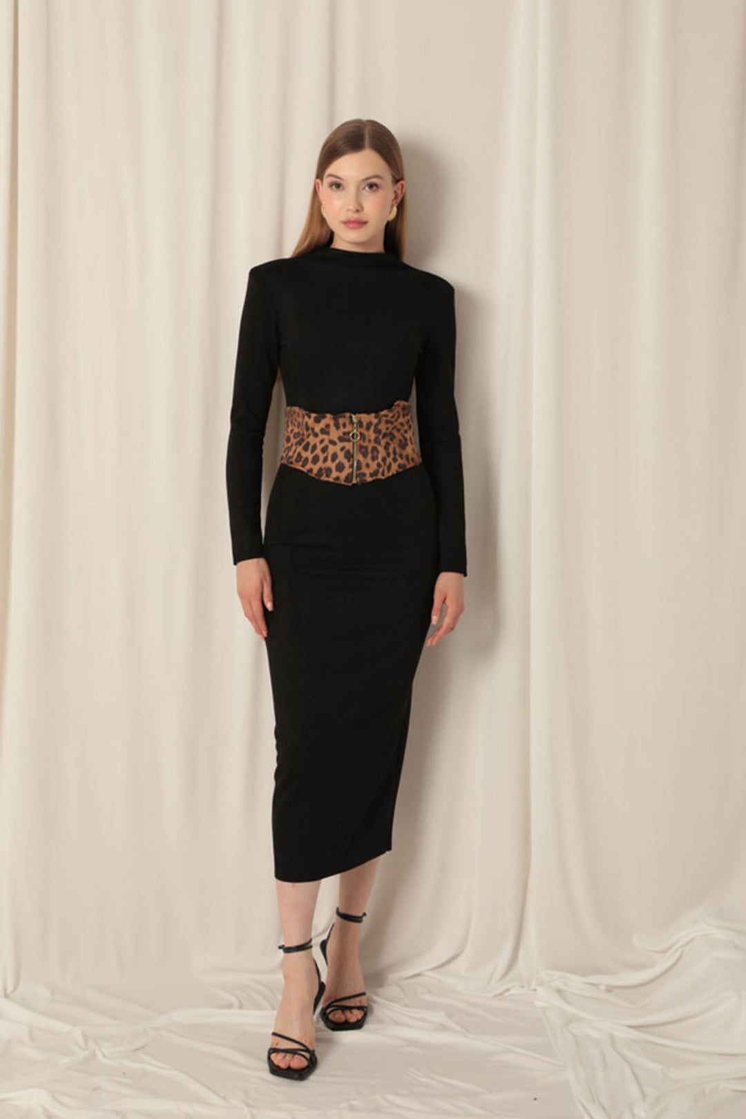 KKT Suede Fabric Leopard Black Dress - Wuppertal