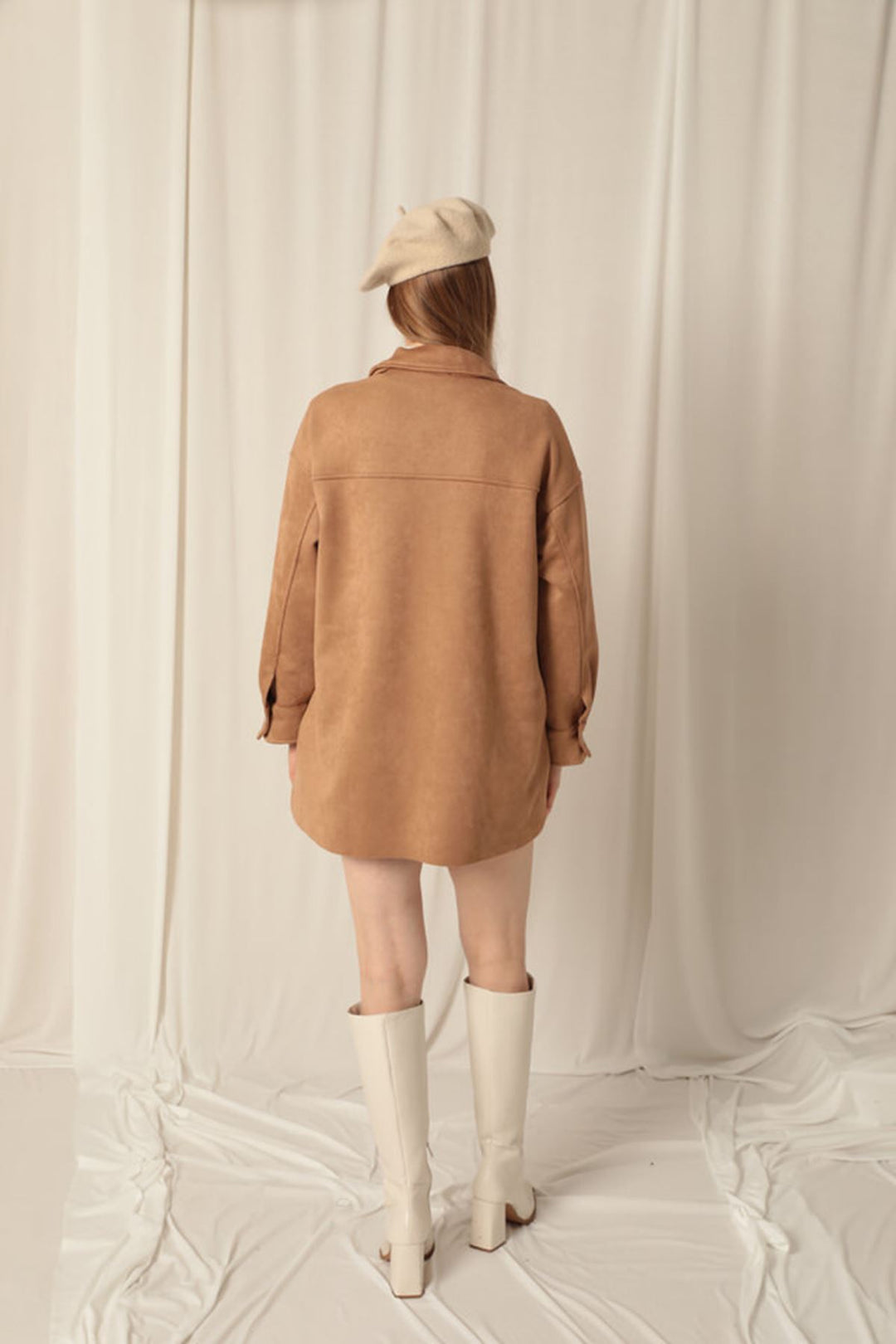 KKT Suede Fabric Shorts Skirt Women's Tan Suit - Mesa