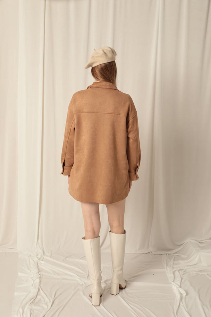 KKT Suede Fabric Shorts Skirt Women's Tan Suit - Mesa