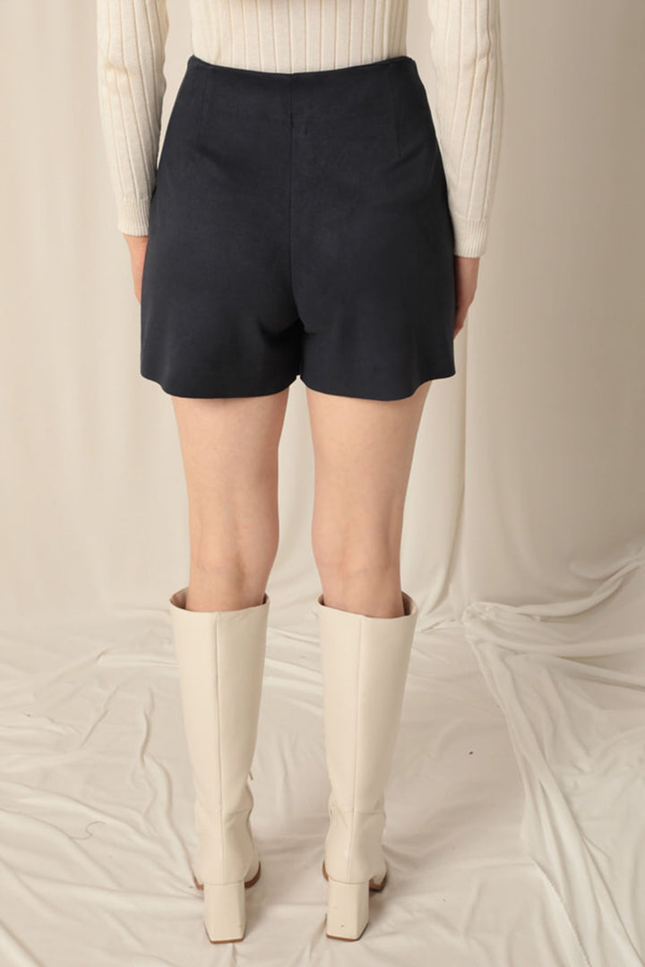 KKT Suede Fabric Shorts Skirt Women's Navy Blue Suit - Rio Rancho