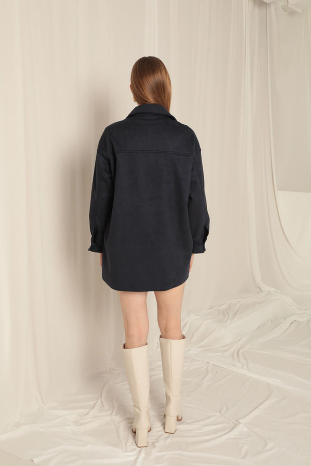 KKT Suede Fabric Shorts Skirt Women's Navy Blue Suit - Rio Rancho