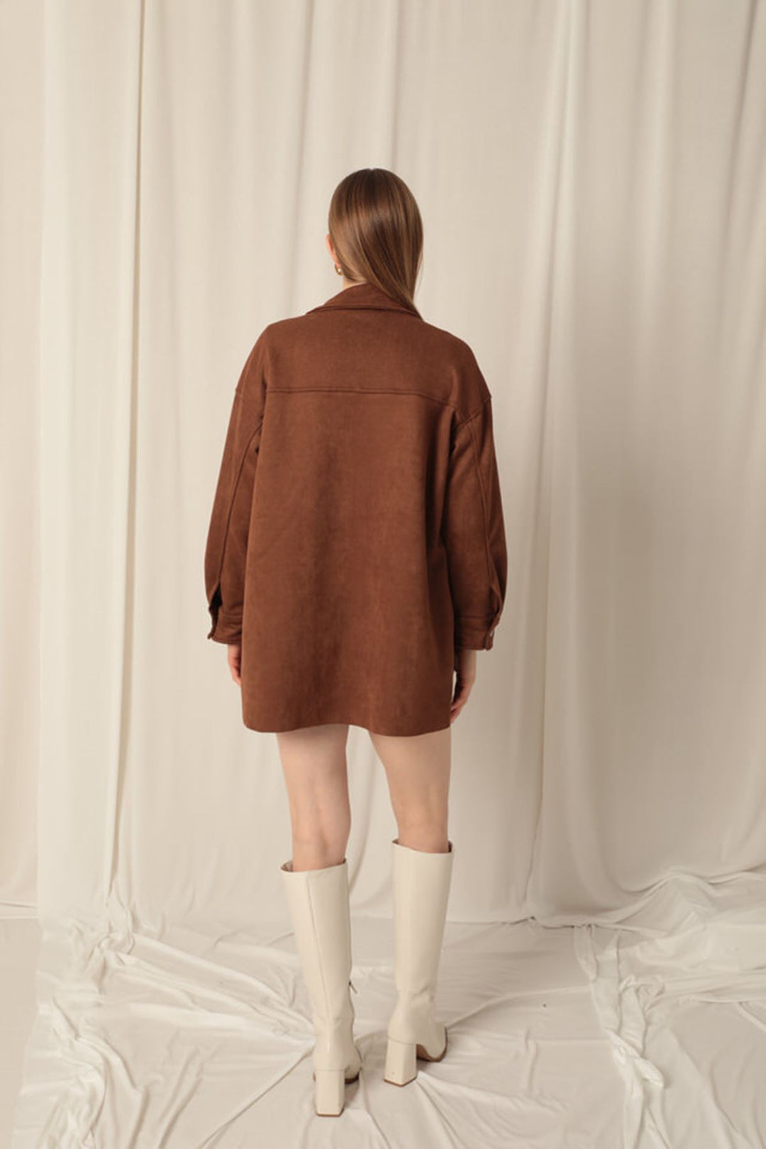 KKT Suede Fabric Shorts Skirt Women's Brown Suit - Phoenix