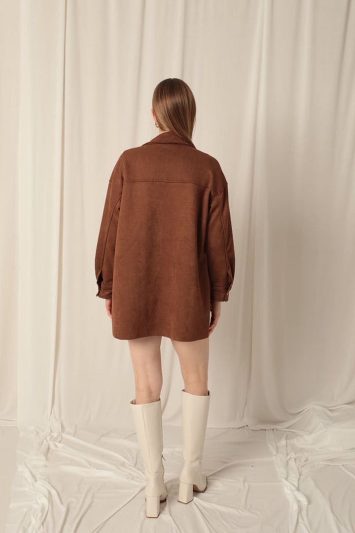 KKT Suede Fabric Shorts Skirt Women's Brown Suit - Phoenix