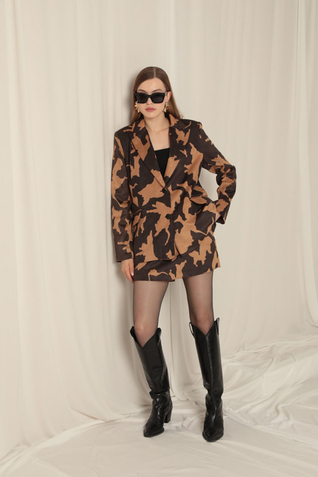 KKT Suede Patterned Women's Brown Suit - Bilbao