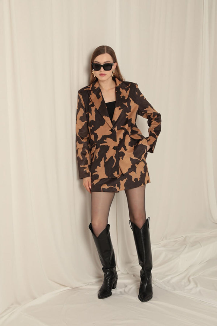 KKT Suede Patterned Women's Brown Suit - Bilbao